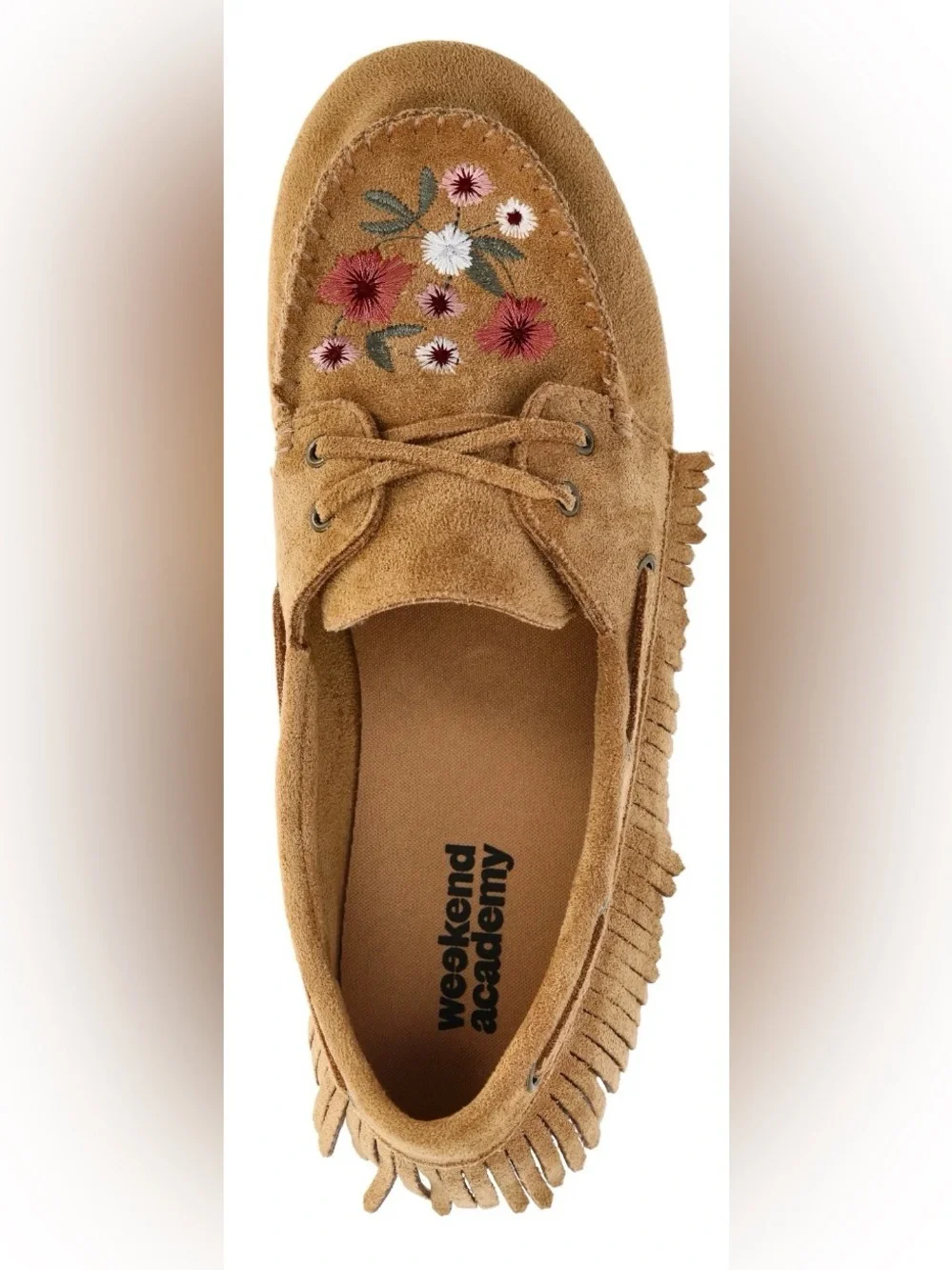 Weekend Academy Girls Embroidered Floral Moccasin Shoes